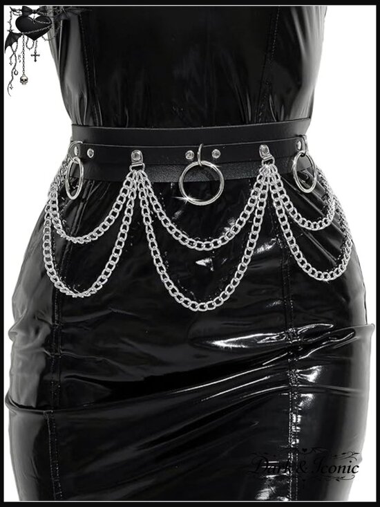 Goth Chain Belt Faux Leather Harness Waist Belt Punk Emo Grunge Festival main image 5